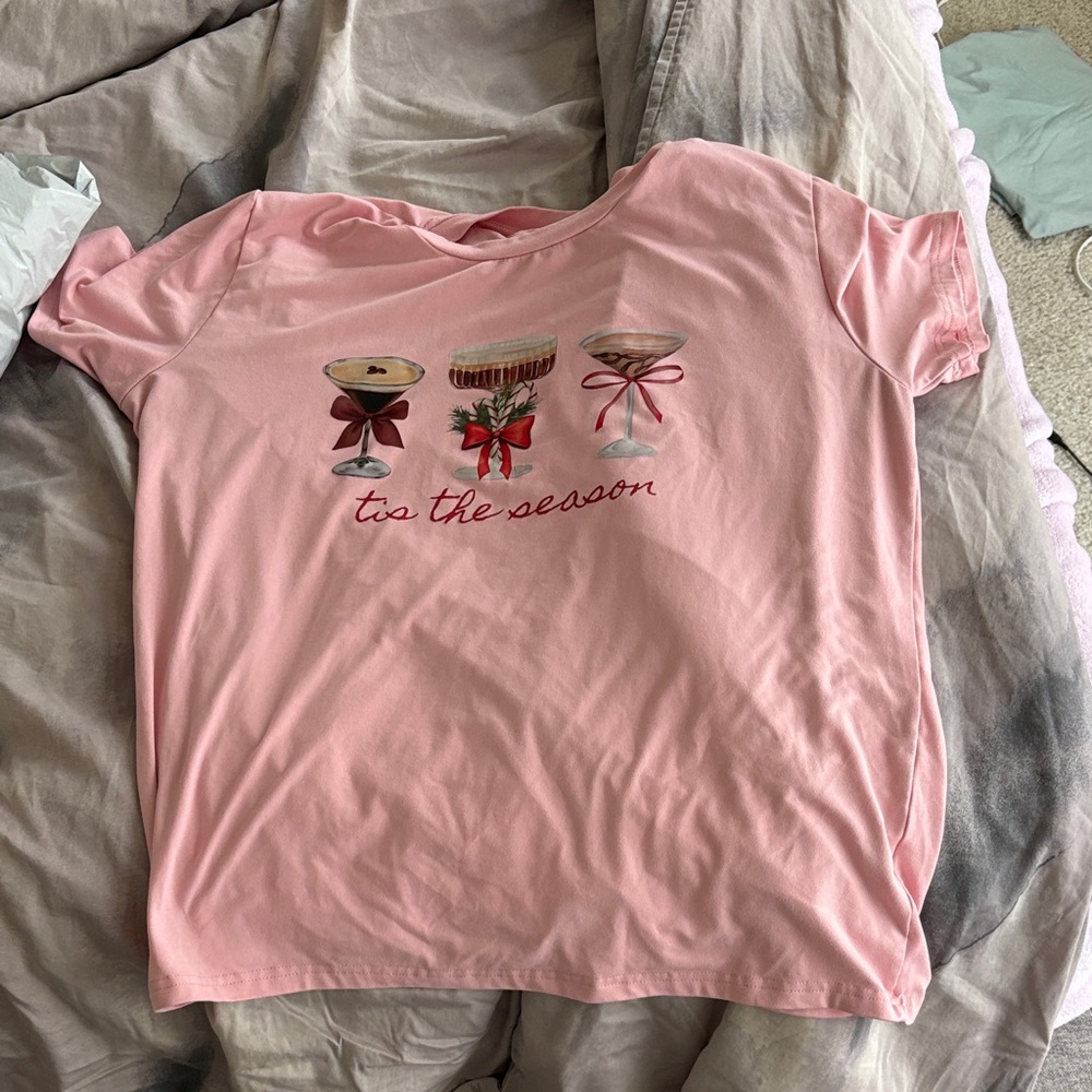 Pink Graphic T-Shirt with Festive Design